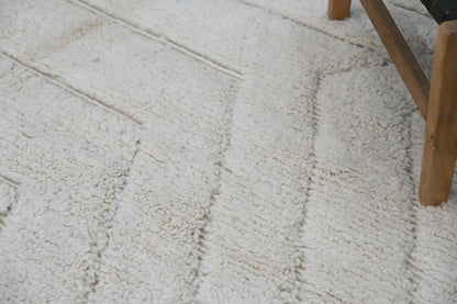 Handmade cream beni ouarain rug geometric living room decor