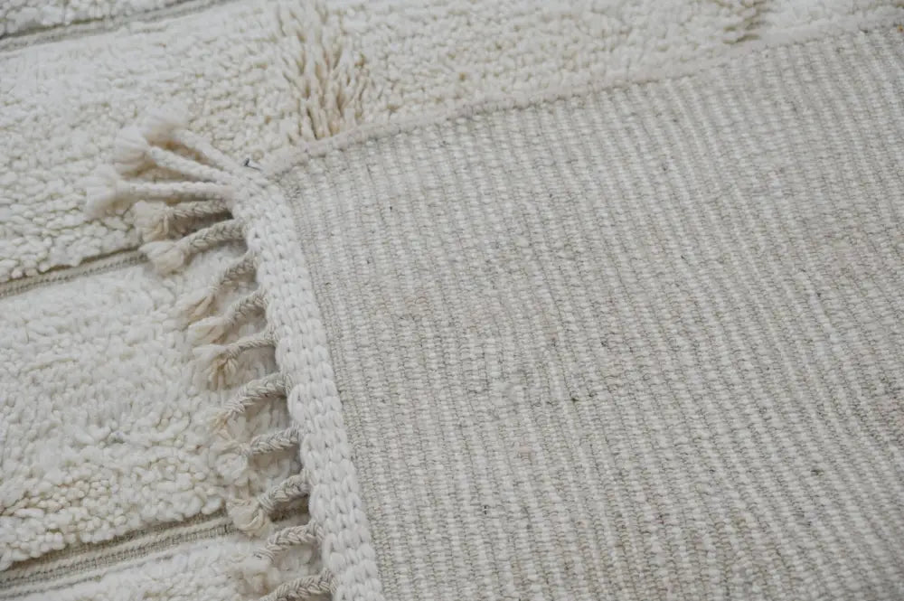 Handmade cream beni ouarain rug geometric living room decor
