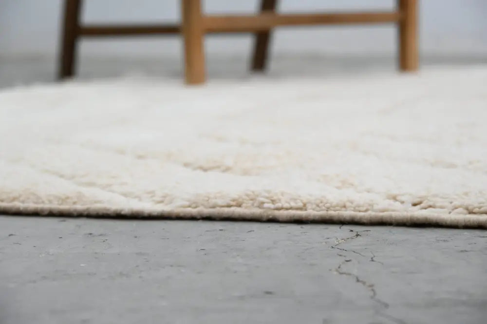 Handmade cream beni ouarain rug geometric living room decor