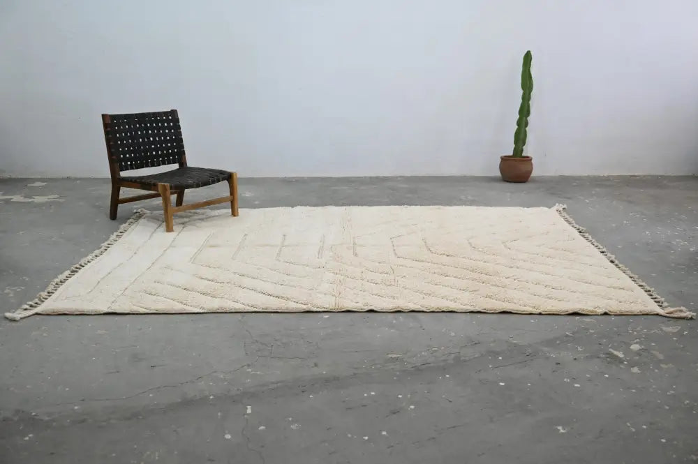 Handmade cream beni ouarain rug geometric living room decor
