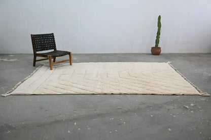 Handmade cream beni ouarain rug geometric living room decor