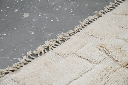 Traditional beige beni ouarain rug living room stone pattern wool