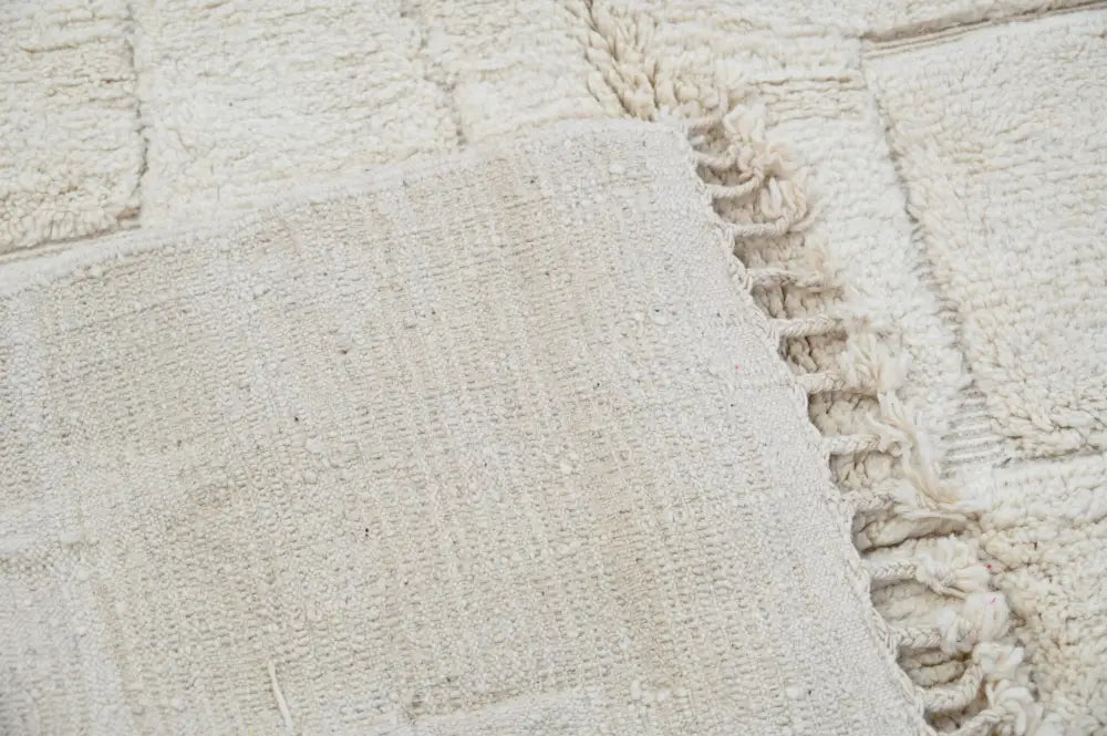 Traditional beige beni ouarain rug living room stone pattern wool