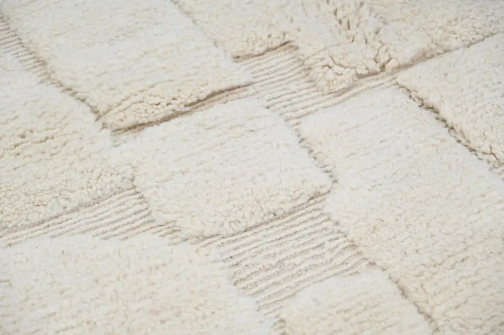 Traditional beige beni ouarain rug living room stone pattern wool
