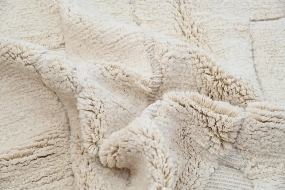 Traditional beige beni ouarain rug living room stone pattern wool