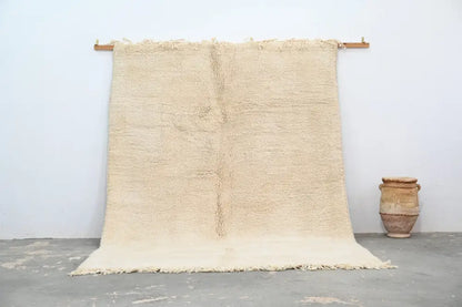 Handwoven cream beni ouarain rug living room moroccan handmade decor