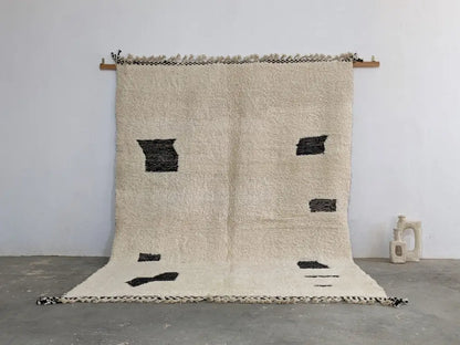 Beni ouarain moroccan handmade cream & black living room rug