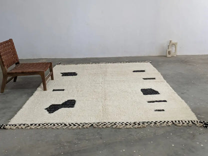 Beni ouarain moroccan handmade cream & black living room rug