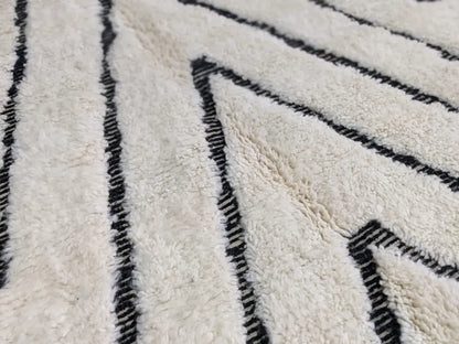 Handmade beni ouarain rug cream & black living room carpet