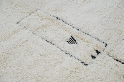 Handmade beni ouarain rug cream & black living room wool decor