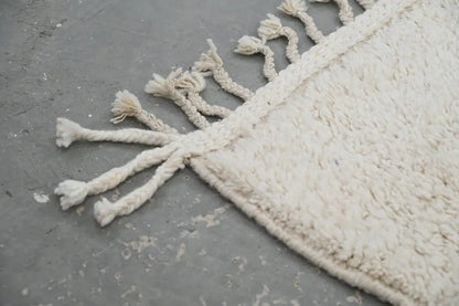 Handmade beni ouarain rug cream & black living room wool decor
