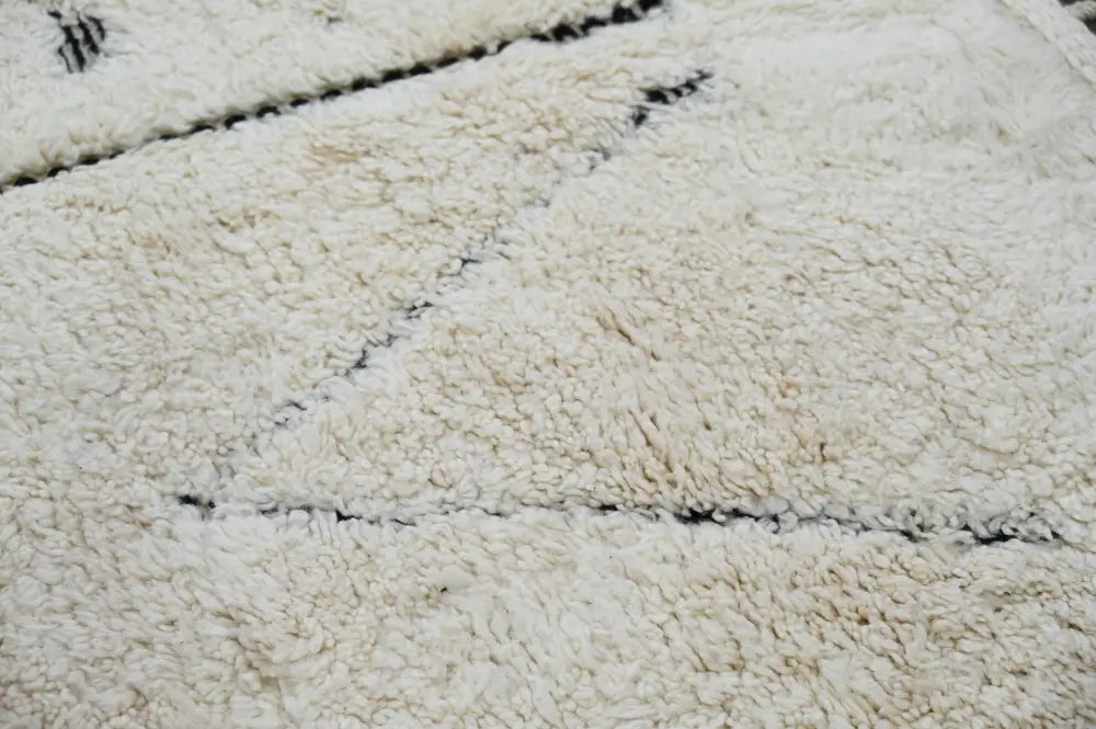Handmade beni ouarain rug cream & black living room wool decor