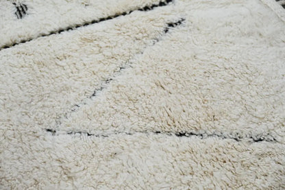 Handmade beni ouarain rug cream & black living room wool decor