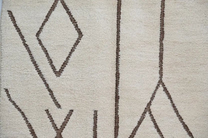 Handmade beige & brown beni ouarain rug living room geometric decor
