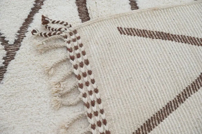 Handmade beige & brown beni ouarain rug living room geometric decor