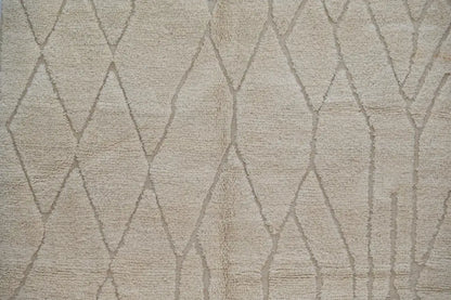 Handmade beige beni ouarain rug – living room geometric decor