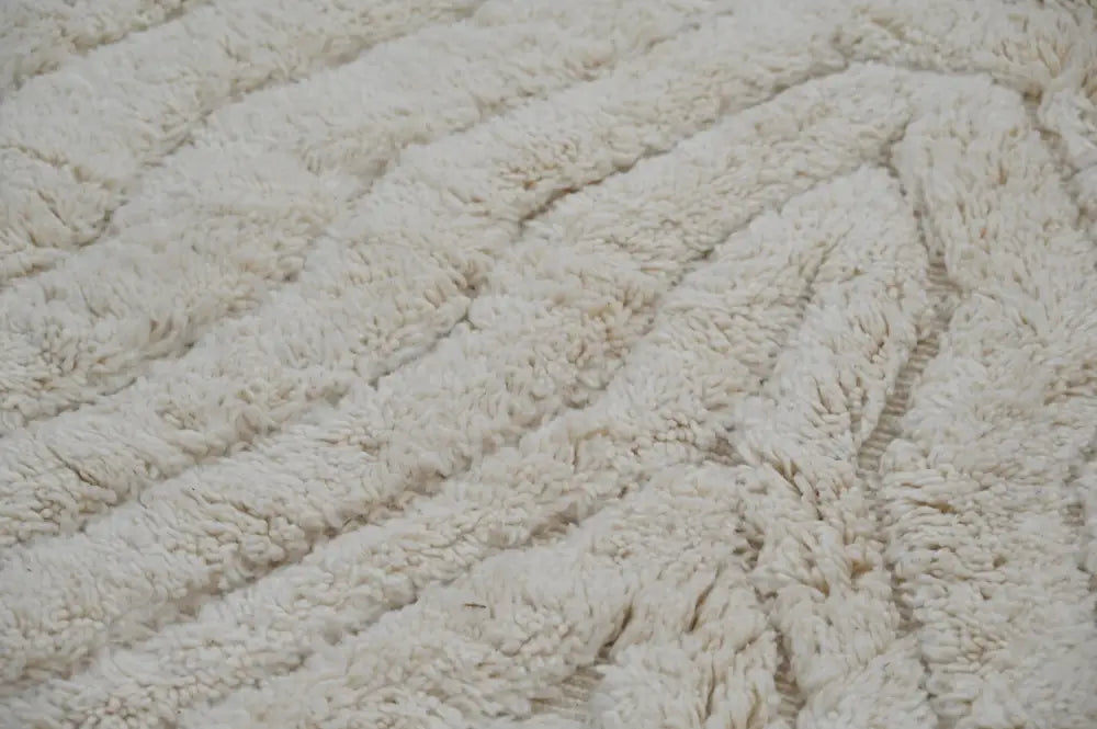 Handmade beni ouarain rug cream wavy wool carpet for living room
