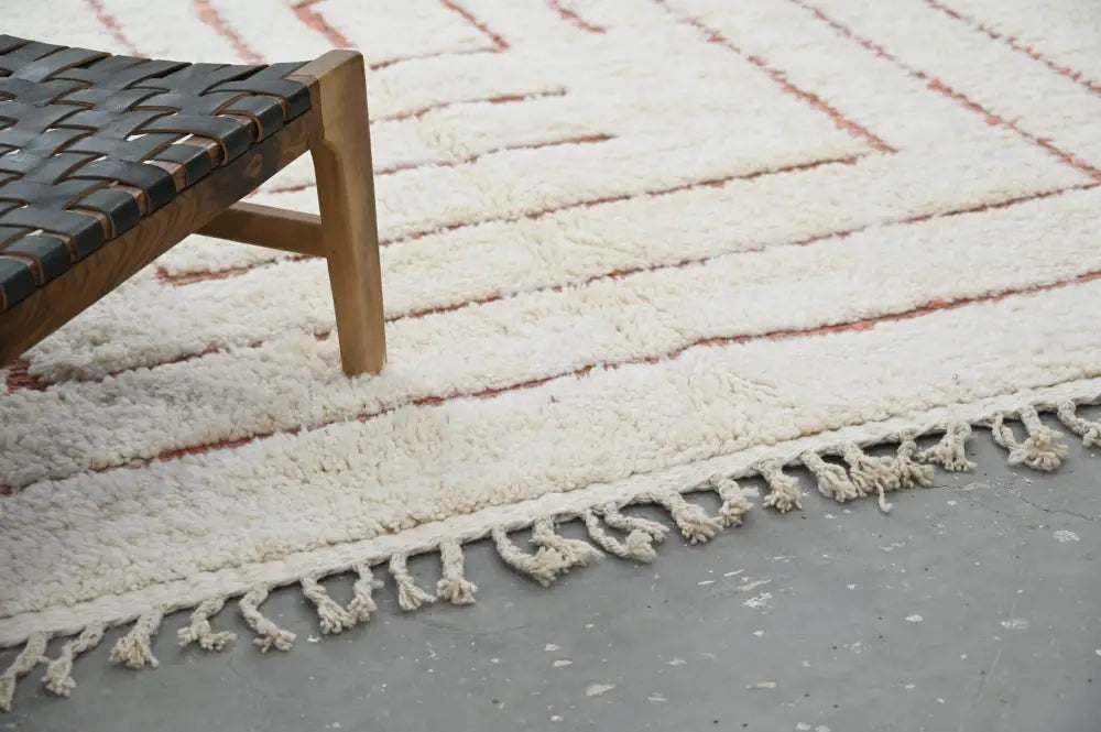 Handmade moroccan beni ouarain rug – cream & red-brown living room wool