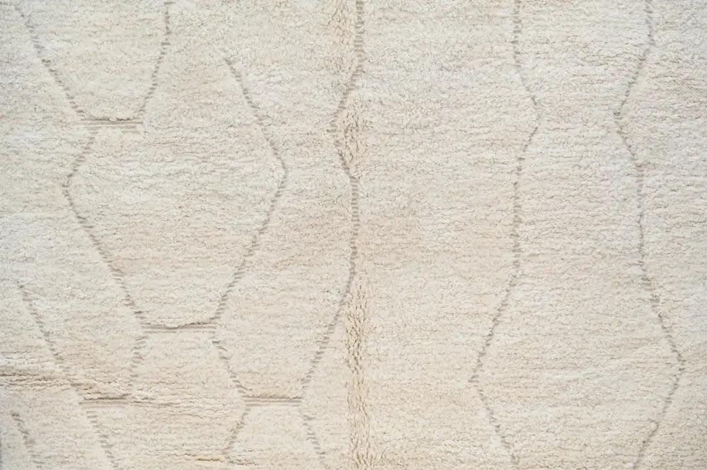 Handmade moroccan beni ouarain rug cream living room wool decor