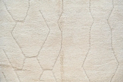 Handmade moroccan beni ouarain rug cream living room wool decor