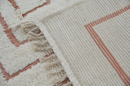Handmade moroccan beni ouarain rug – cream & red-brown living room wool