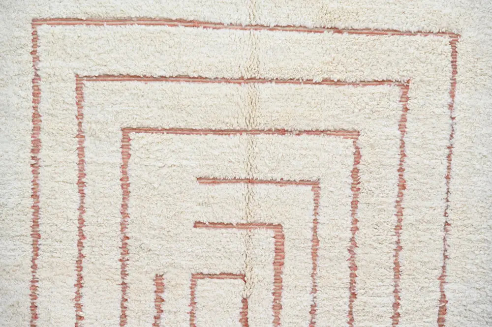 Handmade moroccan beni ouarain rug – cream & red-brown living room wool
