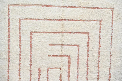 Handmade moroccan beni ouarain rug – cream & red-brown living room wool