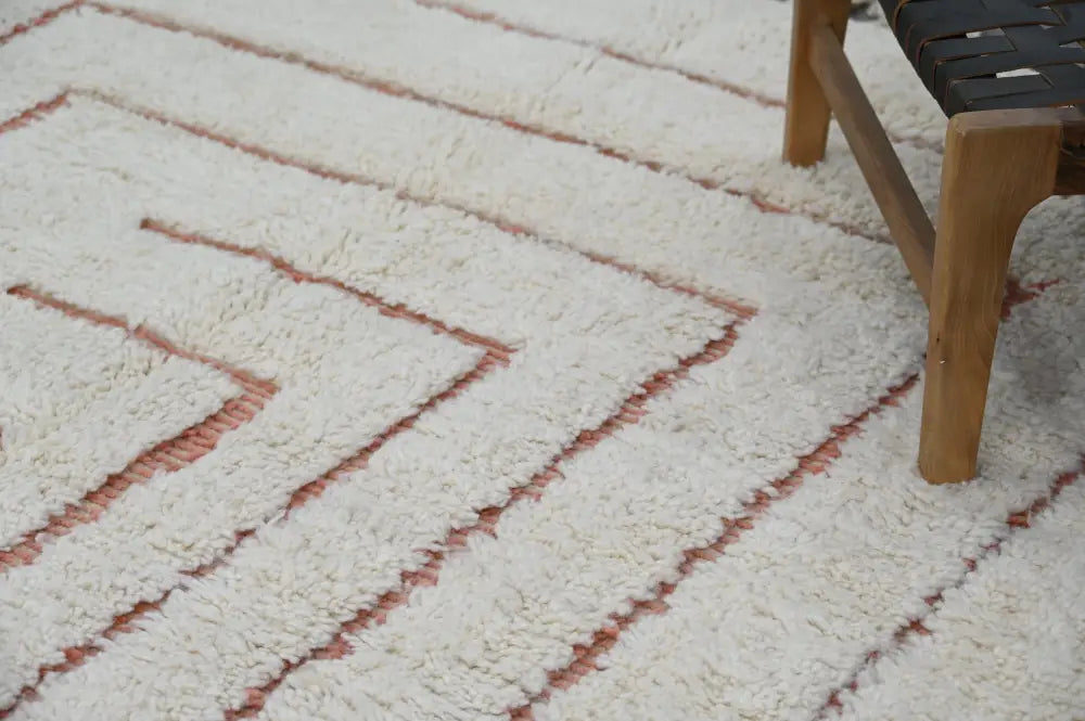 Handmade moroccan beni ouarain rug – cream & red-brown living room wool