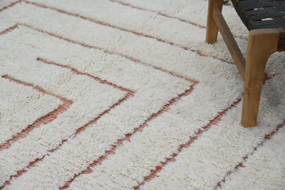 Handmade moroccan beni ouarain rug – cream & red-brown living room wool