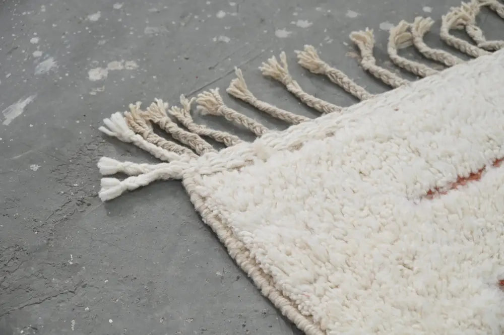 Handmade moroccan beni ouarain rug – cream & red-brown living room wool