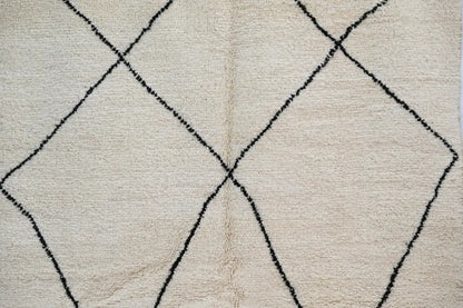 Handmade beni ouarain rug cream & black living room carpet