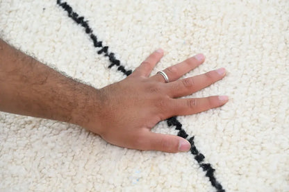 Handmade beni ouarain rug cream & black living room carpet