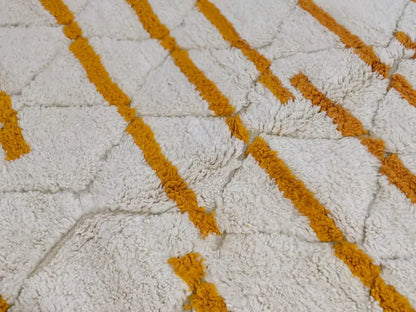 Handmade cream & orange beni ouarain rug bedroom moroccan decor