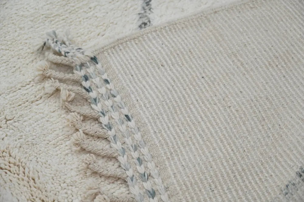 Handmade beige & black beni ouarain rug living room berber decor