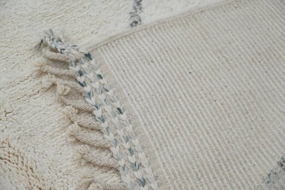 Handmade beige & black beni ouarain rug living room berber decor