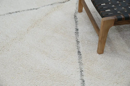 Handmade beige & black beni ouarain rug living room berber decor