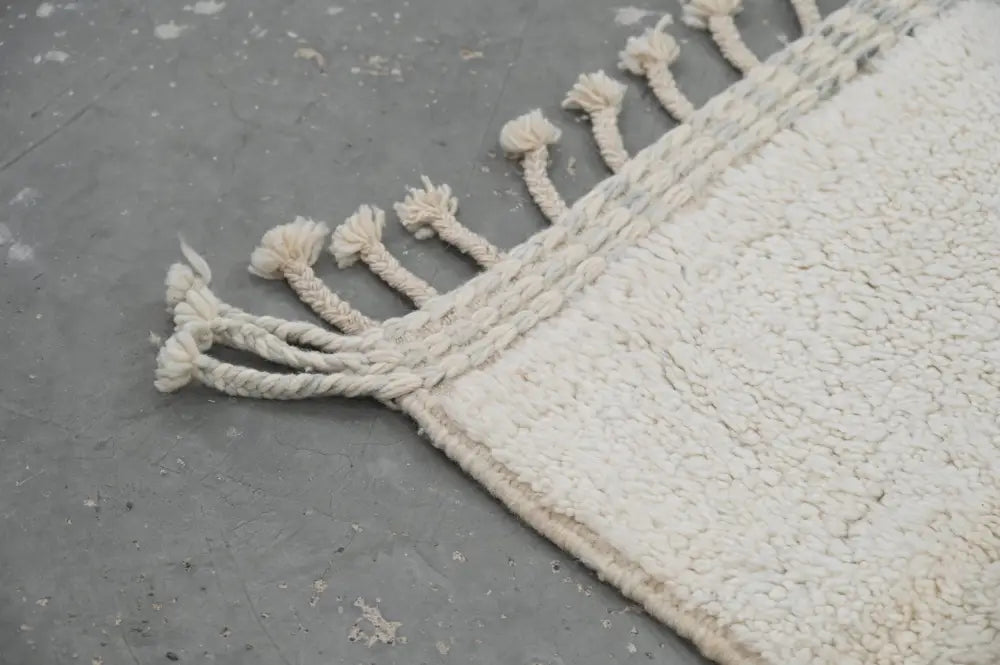 Handmade beige & black beni ouarain rug living room berber decor