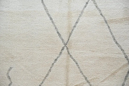 Handmade beige & black beni ouarain rug living room berber decor