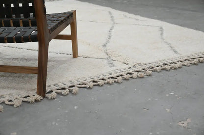 Handmade beige & black beni ouarain rug living room berber decor