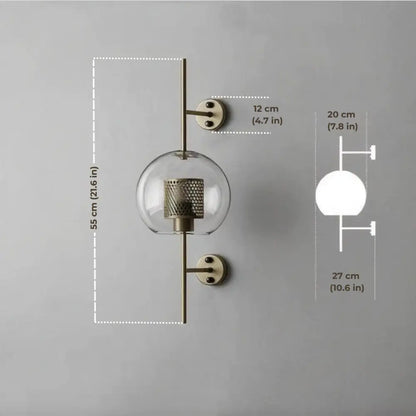 Modern moroccan brass and amber glass wall sconce bathroom light