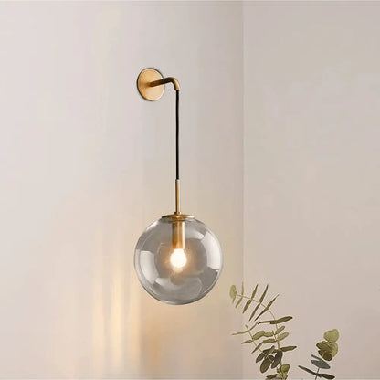 Modern brass glass globe modern wall sconce – living room light