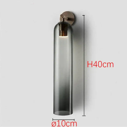 Modern smoked & frosted glass wall sconce bedroom sleek glass light