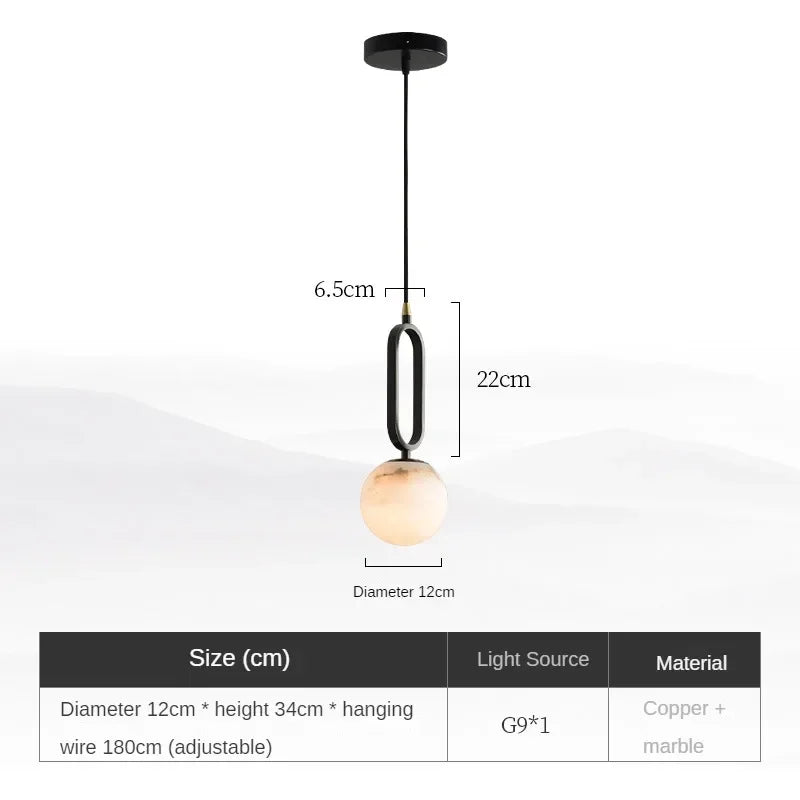 DecorBites™ Moroccan Title: White Marble Hanging Lamp