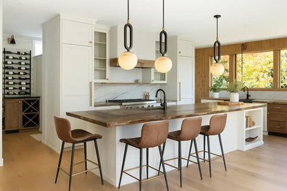 Minimalist black & white natural marble pendant light dining room