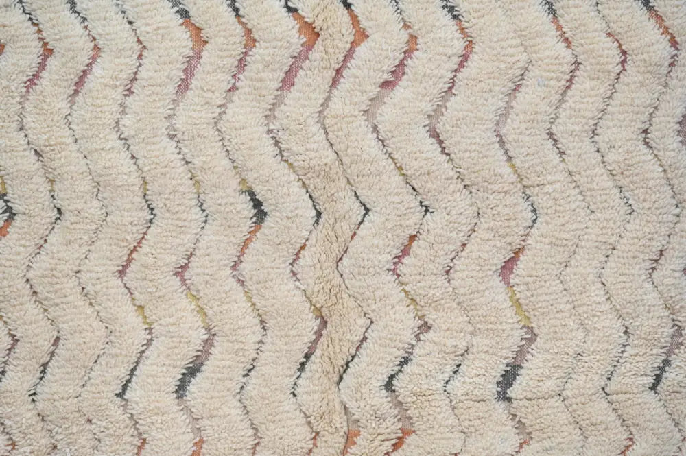 Handmade traditional azilal rug cream zigzag living room decor
