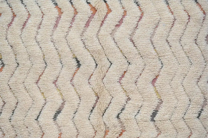 Handmade traditional azilal rug cream zigzag living room decor