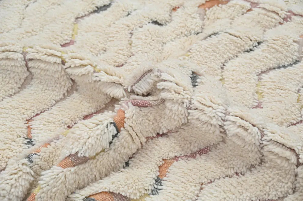 Handmade traditional azilal rug cream zigzag living room decor
