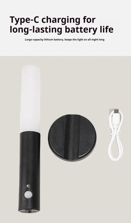 Modern black motion sensor battery operated wall lamp bedroom light