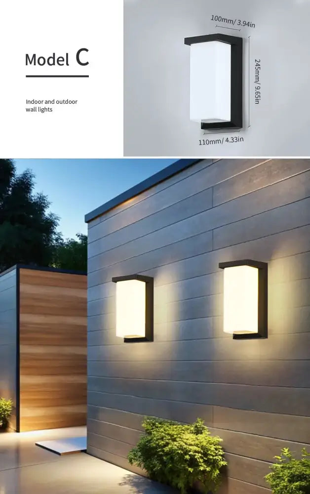 Modern black motion sensor outdoor wall light with frosted glass