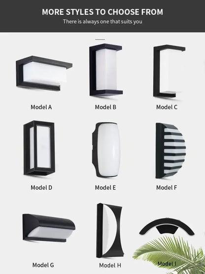 Modern black motion sensor outdoor wall light with frosted glass